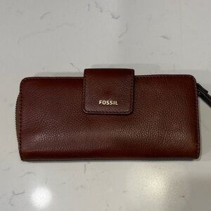 Fossil Dark Brown Leather Clutch